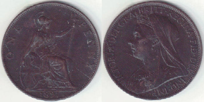 1897 Great Britain Penny (gEF) A004371